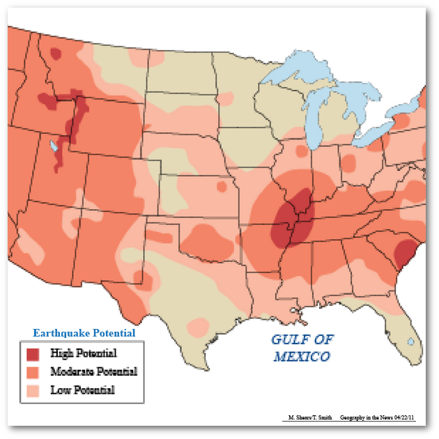 New Madrid Fault Areas